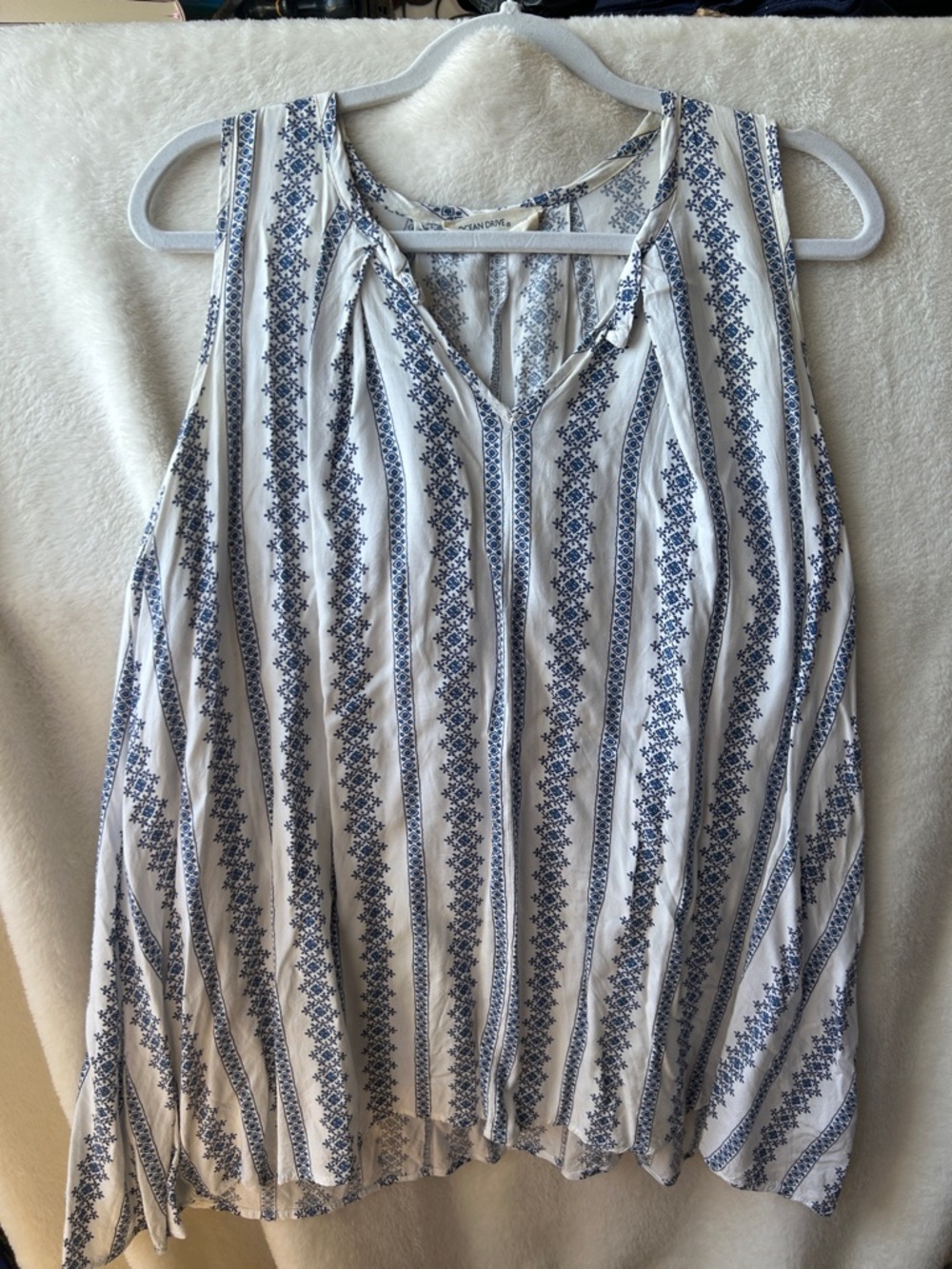 Ocean drive Blue & White Sleeveless Striped coverup.